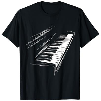 MusicTastiX Keyboard Motiv Kunst Keyboard T-Shirt, Unisex, Schwarz, S