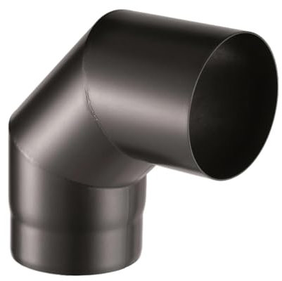 ALLINOX Curva Chiusa 90° Acciaio Nero 2 mm Stufa A Legna Gomito Per Canna Fumaria (DN 120)