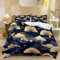 Bettwäsche Bettbezug 135 x 200 cm 3 teilig Schlichter Luxus-Ventilator Wolken Bettwaren-Sets 100% Microfaser Erwachsene Frauen Deckenbezug Gold Blau mit Reißverschluss und 2 Kissenbezug 80x80cm