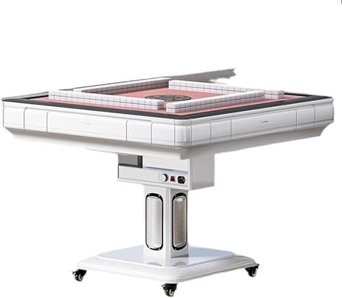 Automatischer Mahjong-Tisch, um 13,5 ° abgewinkelte Kartenplatzierung, faltbarer automatischer Mahjong-Tisch, lässt sich in einen Esstisch mit dreidimensionaler Heizung umwandeln, robust und white