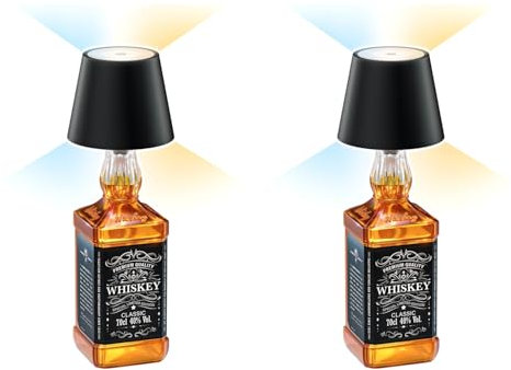 ledscom.de 2 Stück LED Tischlampe, Flaschenlampe FLAAK mit Akku + Touchschalter, 3 Lichtfarben, dimmbar, schwarz, IP44, ohne Flasche