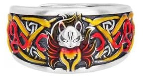 Caiduoduo Emaille neunschwänziger Dämon Fuchs Ring weiblich Retro ethnischer Stil kreativer Zeigefinger Ring