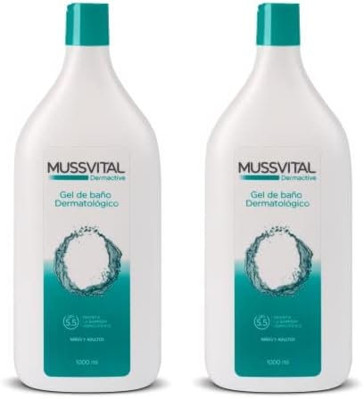 Mussvital Dermactive Gel de Baño Dermatológico, 1000 ml, Fórmula con pH 5.5 Específica Para La Higiene Diaria de la Piel Delicada (Paquete de 2)