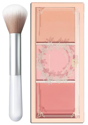 Blushers for Cheeks Make Up, 3 In1 Matte Powder Blusher With Brush- Long-Lasting, Sweat-Resistant, Non-Greasy Makeup Powder For Cheeks, Natural & Brightened Skin