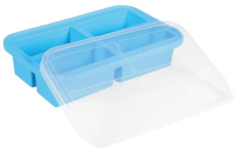 1-Cup Large Silicone Soup Freezer Tray with Lid, Freezer Mould & Food Storage for Sauce & Broth Leftover(Color:Blue)