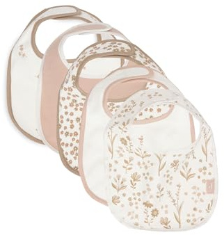 Jollein Bloomy Lot de 5 bavoirs imperméables pour bébé avec fermeture Velcro