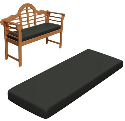 RZYW 5cm Dicke Sitzkissen Bank, Wasserfest Stuhlkissen Bankkissen Bankauflage Outdoor, rutschfeste Sitzpolster Sitzauflage Bank, Auflage Gartenbank Polster für Fensterbank,Dark Gray,95x45cm