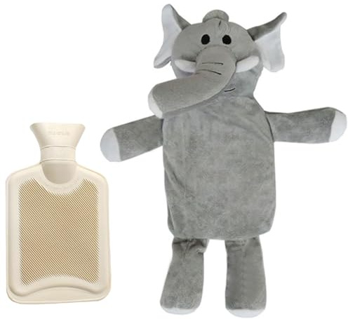 RNPKZ Wärmflasche mit Bezug, 1L Wärmflasche für Kinder, Süß plüSch wärmflaschen Tier, Hot Water Bottle zur Schmerzlinderung, Wärmeflasche Groß mit Kuschelweichem Bezug, Geschenke für Familie Freunde