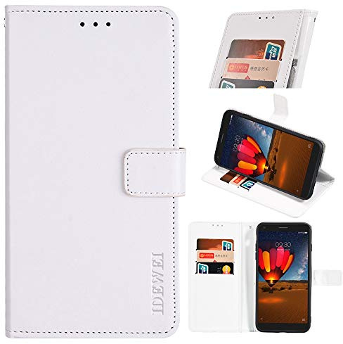 BellaCase Coque Oppo A5X 4G Étui en Cuir Premium Oppo A5X 4G [Emplacements pour Cartes] [Béquille] [Magnétique] Housse pour Smartphone Oppo A5X 4G(Blanc)