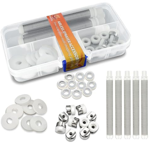 Airless Paint Sprayer Gaskets Seal Tip Gaskets Nylon Flat Spacers Silicone Gaskets Airless Paint Spray Gun Filter Airless Sprayer Accessories 35Pcs