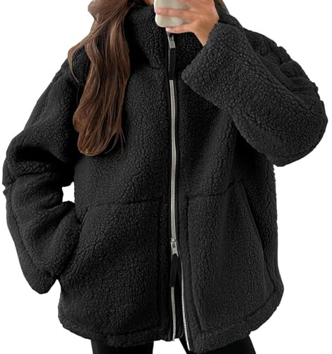 Felpa Pile Donna Con Zip Invernale Caldo Sweatshirt In Sherpa Comoda Taglie Forti Giubbotto Fine Fleece Morbido Autunno Felpe Trekking Pesante Teddy Casual Sportiva Cerniera Giacca Manica Lunga