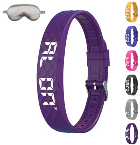 HOPASRISEE Vespire Pro-Sleep Vibration Alarm Clock, Portable Vespire Wecker Armband -Up to 8 Alarms per Day, Gentle Wake up for Healthier Sleep, Ideal for Partners and Deep Sleepers (Purple)