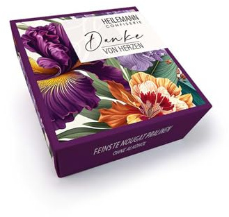 Heilemann „Danke von Herzen“ Pralinen, 48 g – Feinste Nougat-Pralinen ohne Alkohol | Edle Geschenkbox als Dankeschön | Edelvollmilch & Edelbitter-Schokolade | Kleine Aufmerksamkeit mit Stil