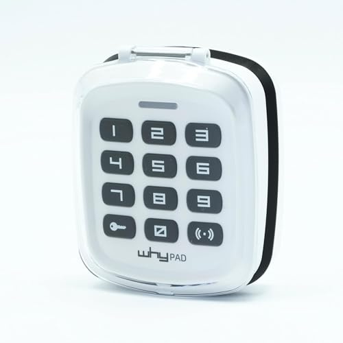 WHY EVO/WHY PAD 8991007- Clavier à code radio universel blanc pour portail & garage - Multi-fréquence & Marques 433/868 MHz - Code fixe & Rolling Code + 1 Goodies DOMOBIP