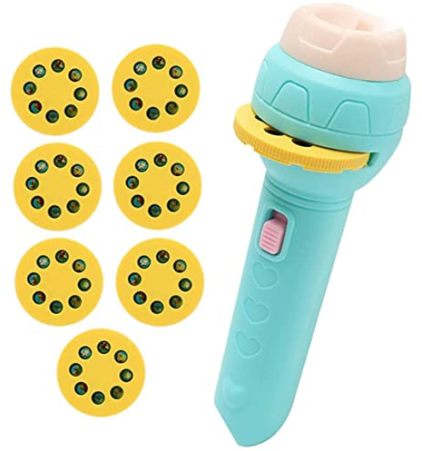 Ameble Slide Projector Flashlight with 56 Patterns Projector Torch with Animals Fruits Transports for Kids Early Education Learning Toys (3 Years +) flashlights for kids toddler flashlight pr