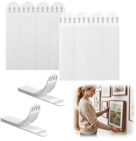 XAVURO 40 Paires Languettes Accroche Tableaux – Scratch Double Face Ultra Résistant, Fixation Murale Sans Percer ni Clou – Velcro Autocollant pour Cadres,Convient aux Surfaces Lisses Sans Dommage
