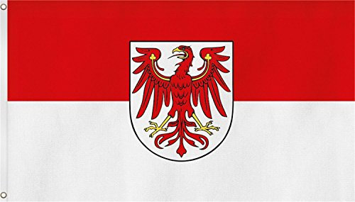 normani Bundesland Fahne, Grösse: ca. 90x150 cm, Ordentliche Qualität - Keine hauchdünne Ware - Stoffgewicht ca. 90 gr/m2, Reissfest, für Aussenbereich geeignet Farbe Brandenburg