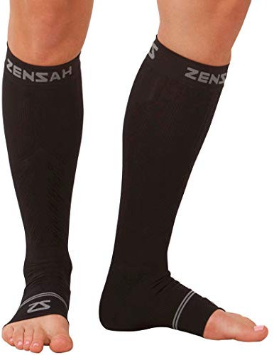 Zensah Kompressionsstrümpfe für Knöchel/Wade, Unisex, Kompressions-Ärmel für Knöchel/Wade., 6333, Schwarz, L