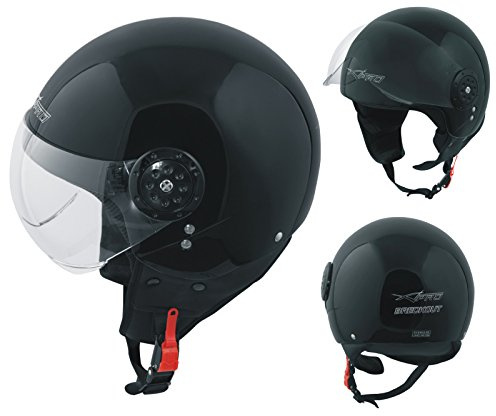 Motorradhelm Motorrad Roller Jet Demi Helm Scooter Homologiert Avio Visor schwarz M