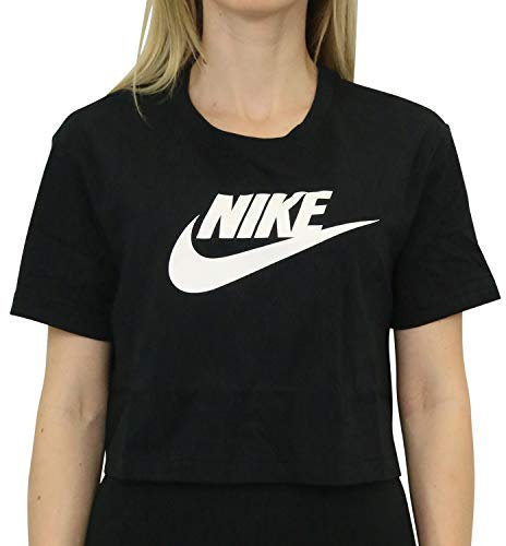 Nike Damen Sportswear Essential Kurz-t-shirt, Black/White, S EU