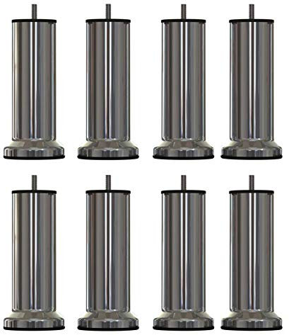 MEGALUXFRANCE 8 Pieds de lit, Sommier Tapissier Acier Chromé 15 cm avec Socle, Vis M8 à Visser