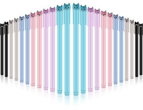 24 Pezzi Penne Simpatiche per Gatti Penne a Sfera per Gatti 0,5 mm Penne a Inchiostro Nero in Gel per Forniture Scolastiche per Ufficio