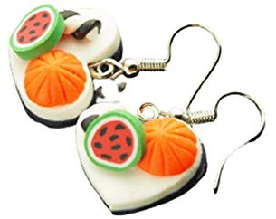 Ohrhänger Obsttörtchen Herz Kuchen Torte Obst Gebäck Essen Polymer Clay Ohrringe Creole silbern Juvelato