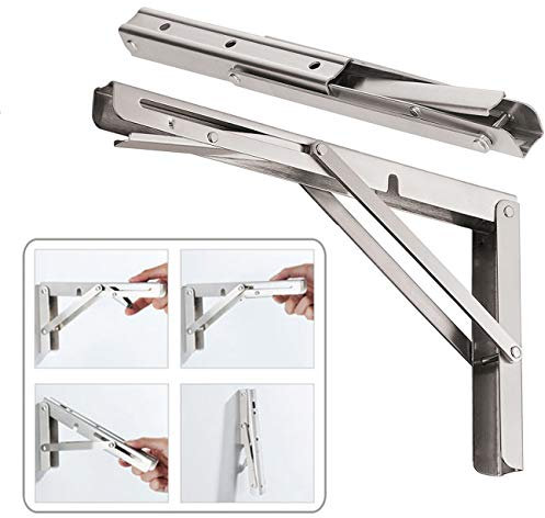 CLT Klappbare Regalhalterungen, 45,7 cm, max. Traglast 200 kg, robust, Edelstahl, Wandmontage, platzsparend, für Tisch-Werkbank, 2 Stück
