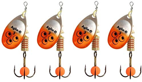 Mepps Aglia E-Brite Gr. 2 Spinnerset Orange 4 Spinner Forellenblinker Set