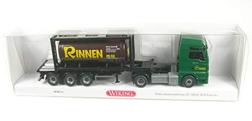 Wiking 053606 H0 MAN TGX Tankcontainersattelzug Rinnen grün braun Spur HO 1:87