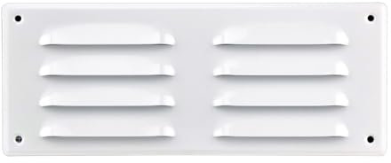 Steinberg14 Grille d'Aération Rectangulaire 260x105mm - Blanc Grille de Ventilation en Métal - Registre d'évacuation d'air avec Moustiquaire - Couvercle d'évent Interne pour Mur et Plafond