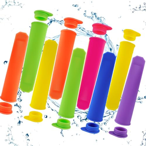 9 Stück Eisform Silikon,Popsicle Formen Set,Eis am Stiel Formen mit Deckel- Wiederverwendbare Stieleisformer