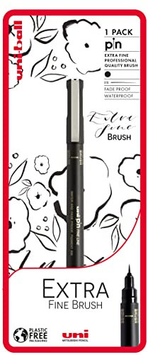 uni-ball Extra Fine Brush, 1 Stück, uni-PIN, Fineliner Zeichenstift, Schwarz