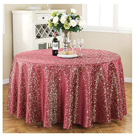CIEEIN CIEHT Polyester Tischdecke Rund Schreibtisch Tischtuch Tischwäsche Couchtisch Küchen Hochzeit Restaurant Tafeltuch Weinrot 260cm