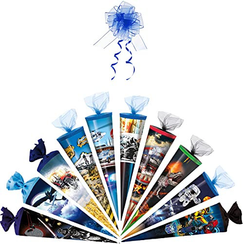 alles-meine.de GmbH Schultüte - 70 cm Motiv + Zubehör wählbar inkl. Schleife - rund - Zuckertüte - Tüllabschluß - Junge - Motorrad Rennmotorrad Auto Offroad Fahrzeug Führersc..