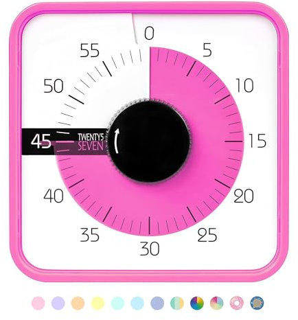Compte à rebours de 19,1 cm ; minuterie visuelle de 60 Minutes et 1 Heure – Outil pédagogique en Salle de Classe, réunion de Bureau, Horloge de Compte à rebours mécanique pour Enfants, Gestion du