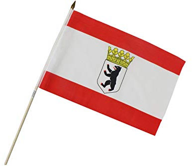 Fahne Flagge 30 x 45 cm mit Holzstab Länge 60 cm Handflagge Stockfahne (Berlin)