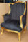 Casa Padrino Barock Ohrensessel Schwarz/Gold - Handgefertigter Antik Stil Wohnzimmer Sessel - Antik Stil Möbel - Barock Wohnzimmer Möbel