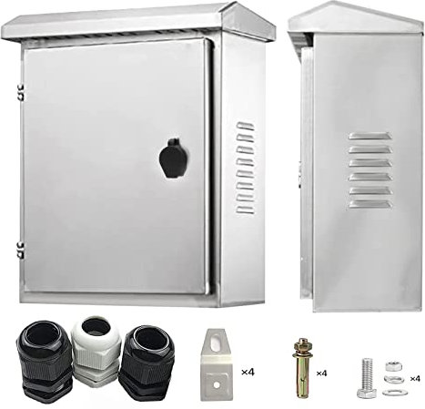 GTYORUS Contenitore Elettrico Esterno in Acciaio Inossidabile,Scatola Stagna Elettrica da Esterno, Scatole di Progetto a Parete per Elettronica,Cassetta Elettrica Esterna 50X40X18CM