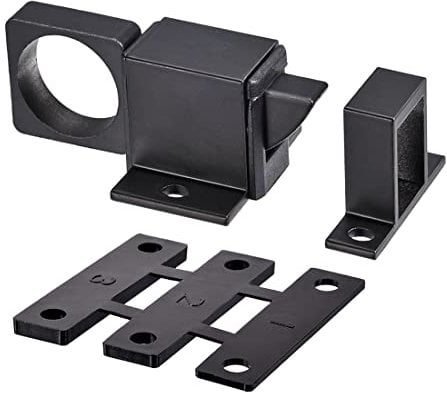 PATIKIL Porta Bullone Scrocco, 1pz Alluminio Lega Sicurezza Automatico Finestra Cancello Molla Rimbalzo Blocco, Nero