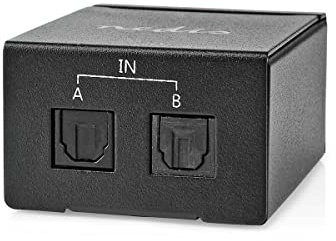 Nedis Digital-Audio-Switch | 2-Weg | Anschlüsse – Eingang: DC Power / 2X TosLink | Anschlüsse – Ausgang: TosLink Buchse | Handbuch/Schalter | Metall | Schwarz