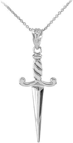 Joyara 925 Sterling Silver Dagger Knife Pendant Necklace (Available Chain Length 16- 18- 20- 22) 22