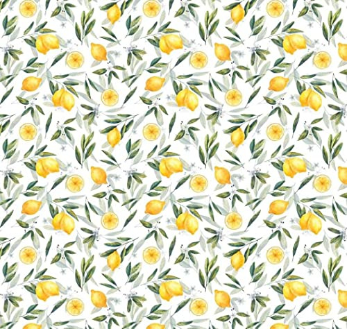 Dolls House White & Lemon Tree Bayleaf Miniature Print Wallpaper1:12 Scale