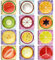 Berkin Arts 12 Piezas Lindo Cuadrado Cristal de Vidrio Fuerte Imanes de Nevera Magnético Pegatina de Nevera Arte Popular Platos de Frutas Platos de Iconos Patrón