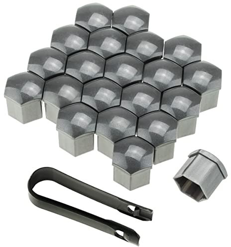 21x Radschrauben Kappen Abdeckungen mit Abzieher Radschruabenkappe Grau SW19