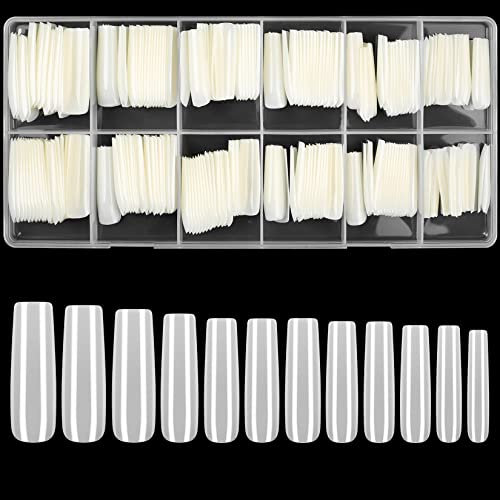 woshilaoDS 240 Pcs natural Nail Tips, Extra Long Nail Tips, Full Cover False Nail Tips, Artificial Nail Tips, Press On Nails, Ballerina French Fake Nails Tips for Manicure Salon DIY Nail (natural)
