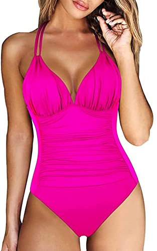 MJGkhiy Costume da Bagno Donna Intero Spiaggia con Slip Vita Alta Costume Intero con Coppe Costumi Interi per Surf Costume Intero Taglie Comode Costume Piscina Intero con Sostegno Seno