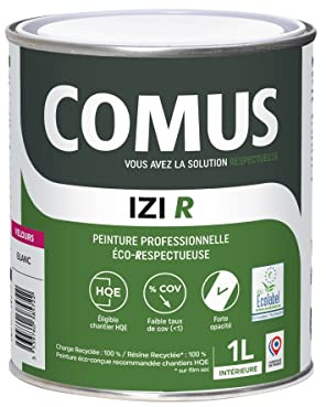 IZI R VELOURS 1L - Peinture en phase aqueuse finitions B éco-respectueuse à base de 50% de matières recyclées - COMUS