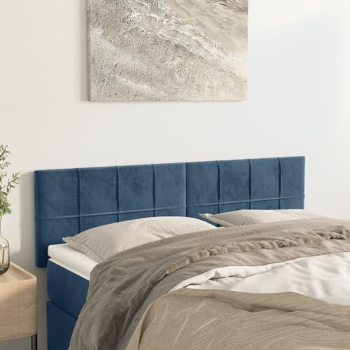 vidaXL Kopfteile 2 STK. Dunkelblau 72x5x78/88 cm Samt