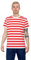 Grunge Wear® Men Women's Striped T-Shirt - Unisex Crew Neck Short Sleeve Stripes T-Shirt Casual Summer Top (Red White, Medium)